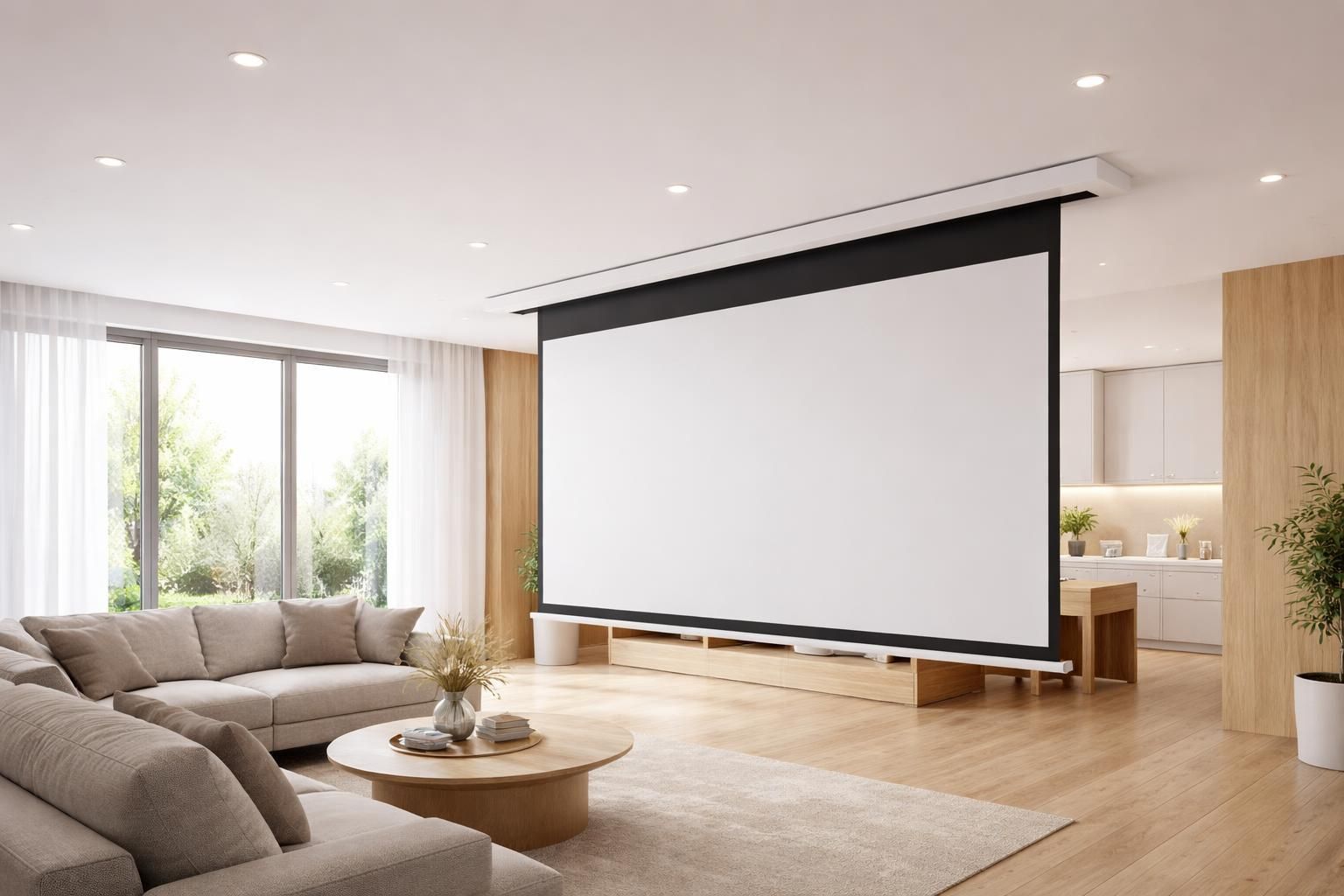 découvrez comment intégrer un écran de projection motorisé dans votre plafond lors d'une rénovation pour un rendu propre et moderne, alliant fonctionnalité et esthétique.