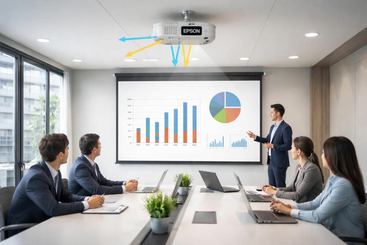Lens shift : le super-pouvoir d’un vidéoprojecteur Epson en salle de réunion