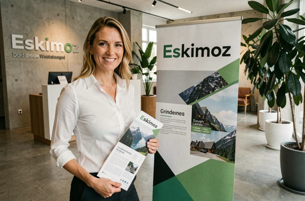 Représentante de l'agence Eskimoz à Bordeaux présentant un rapport de campagne Google Ads