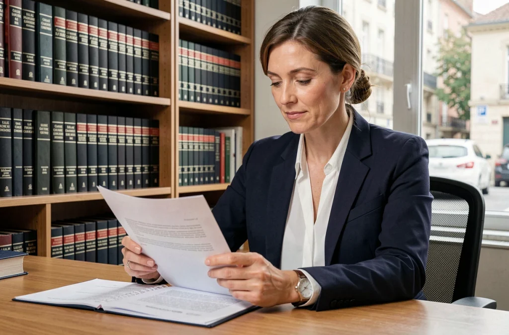 Maître Sandra Salvador, avocate en droit du travail à Pontoise, dans son cabinet juridique